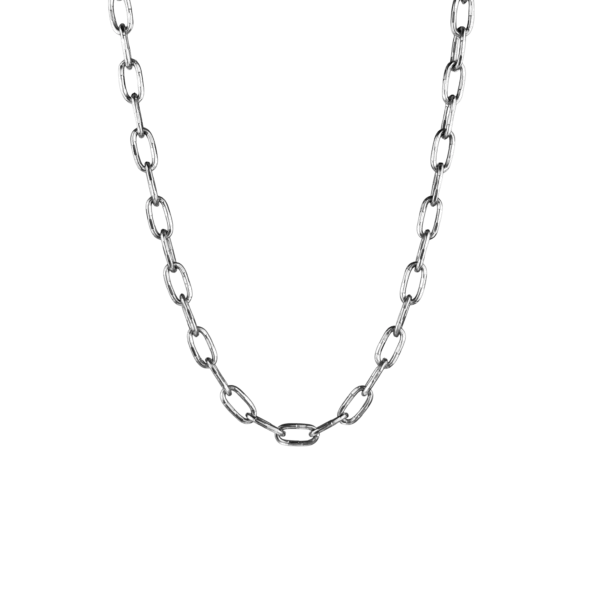 Collier gros maillon texturés argenté