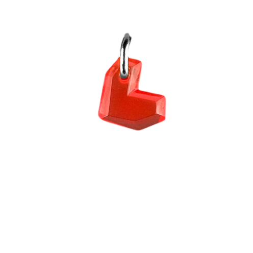 Coeur rouge facetté boucle argentée