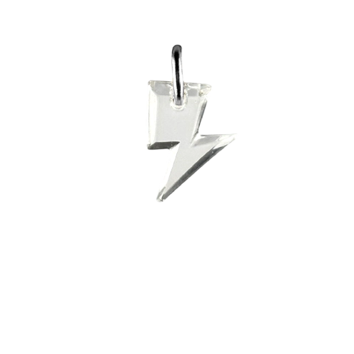 Éclair transparent boucle argentée