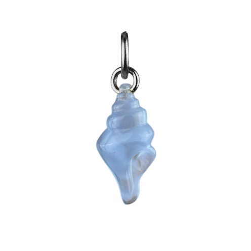 Charm conque bleue argenté