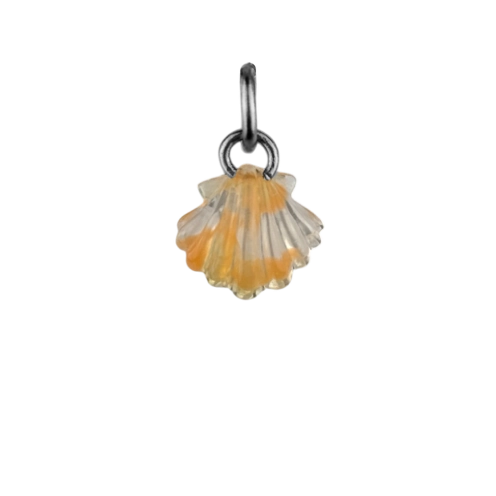 Charm coquille saint jacques orange boucle argenté