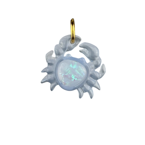 Charm crabe bleu irisé doré