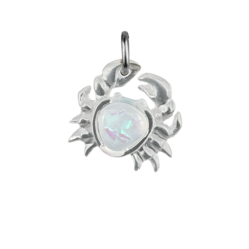 Charm crabe irisé argenté