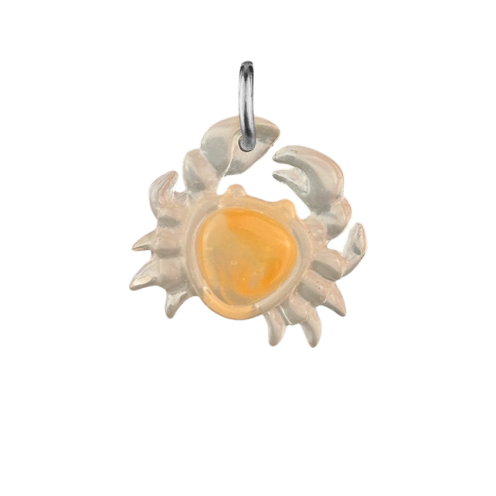 Charm crabe orange argenté