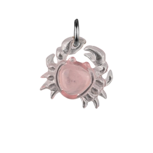 Charm crabe rose argenté