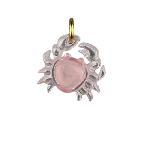 Charm crabe rose doré