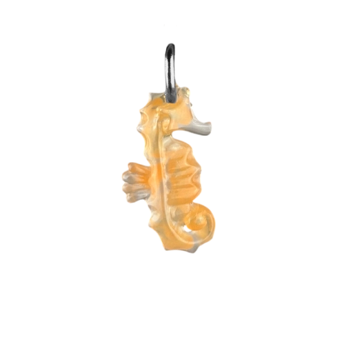 Charm Hippocampe orange boucle argenté