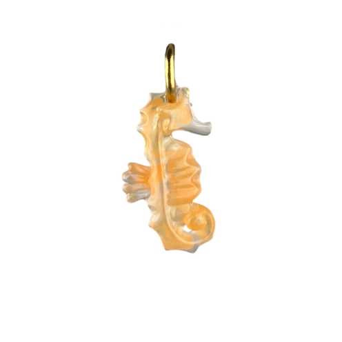 Charm hippocampe orange boucle doré