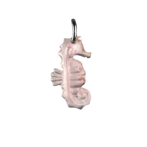 Charm hippocampe rose boucle argenté