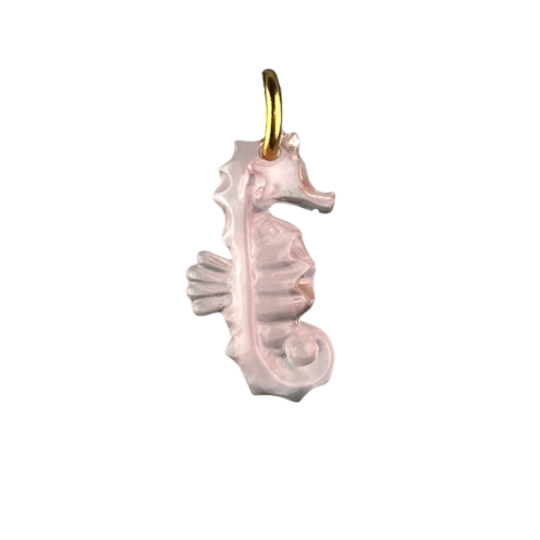 Charm hippocampe rose boucle doré