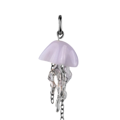Charm méduse lilas boucle argentée
