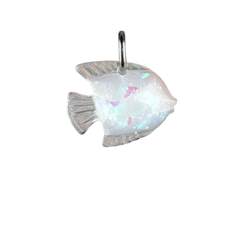 Charm poisson-ange irisé boucle argenté