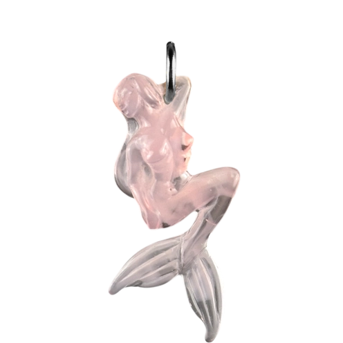Charm sirène rose boucle argenté