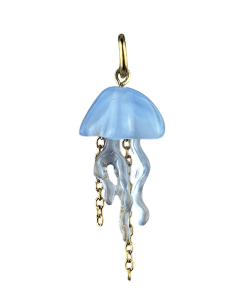 Charm Méduse bleue boucle dorée
