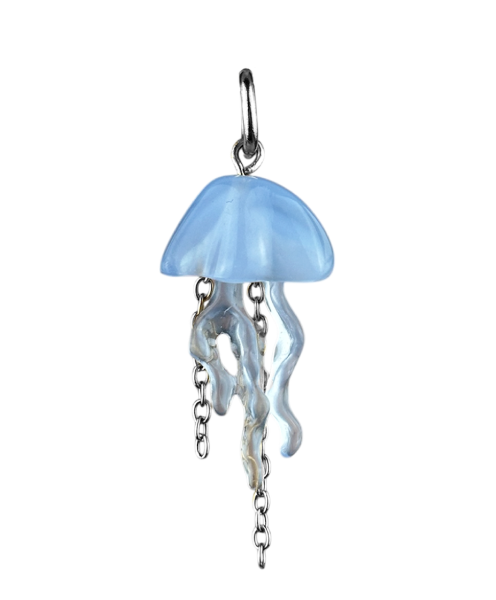Charm Méduse bleue boucle argentée