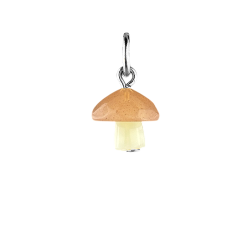 Charm champignon marron boucle argentée