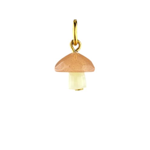 Charm champignon marron boucle dorée