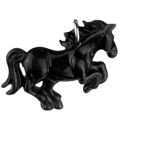 Charm cheval noir boucle argentée