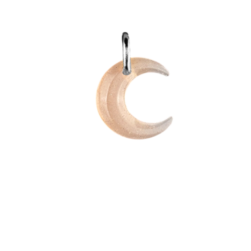 Charm lune marron boucle argentée