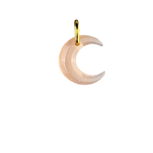Charm lune marron boucle dorée