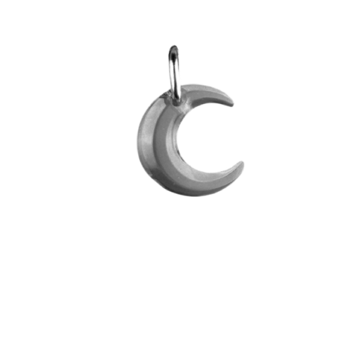 Charm lune noire fumée boucle argentée