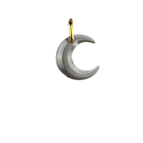 Charm lune noire fumée boucle dorée