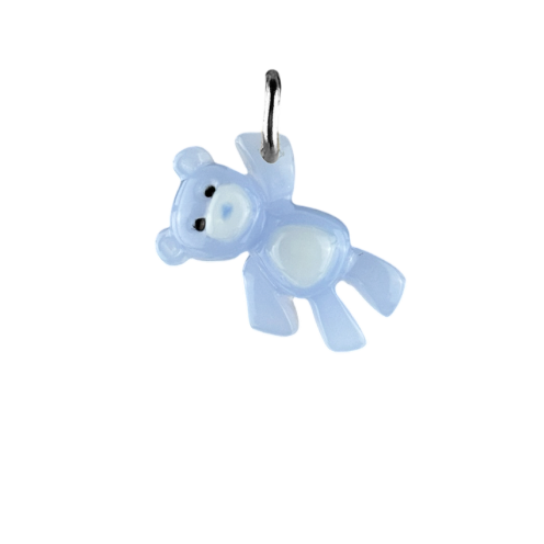 Charm ourson bleu boucle argentée