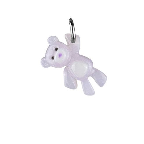 Charm ourson lilas boucle argentée