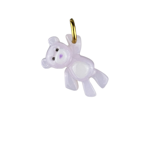 Charm ourson lilas boucle dorée