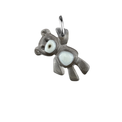 Charm ourson noir fumé boucle argentée