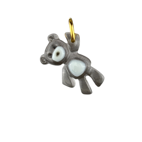Charm ourson noir fumé boucle dorée