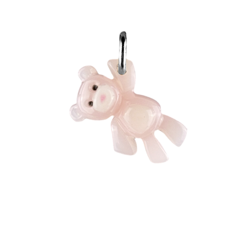 Charm ourson rose boucle argentée