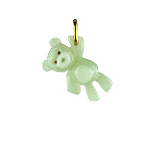 Charm ourson vert boucle dorée